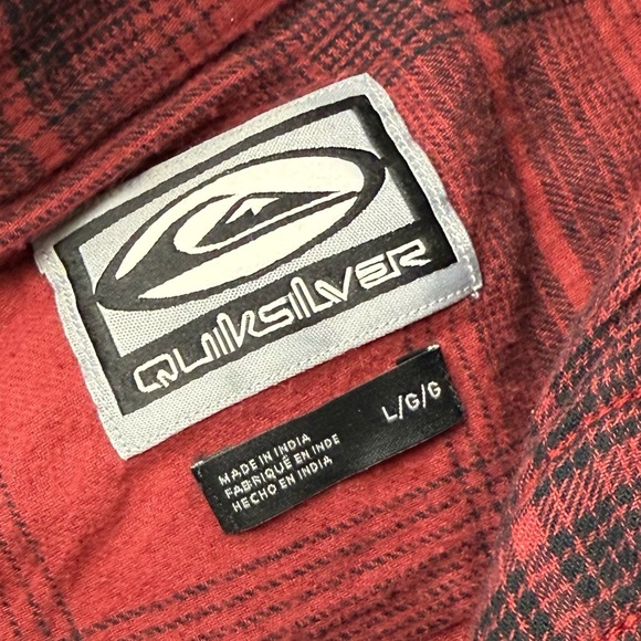 Quiksilver Flannel Shirt Mens Size Large Red Plaid Button Up Cotton - Picture 4 of 11